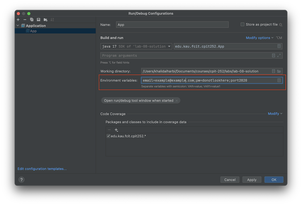 environment variables