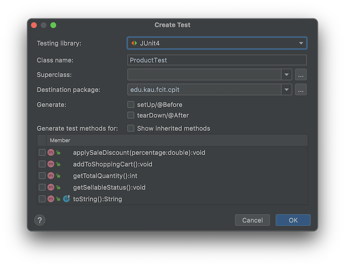 Write unit test in IDEA