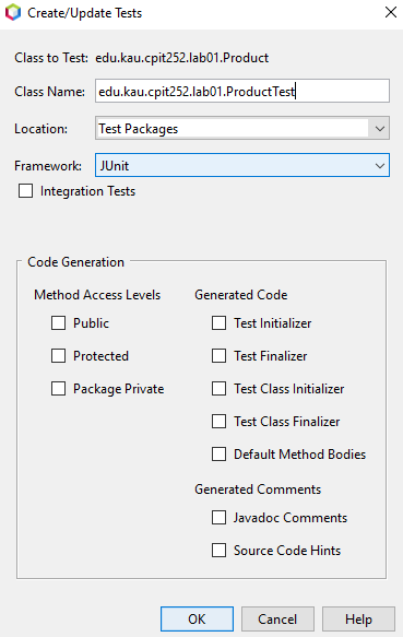 add unit test in NetBeans with Junit